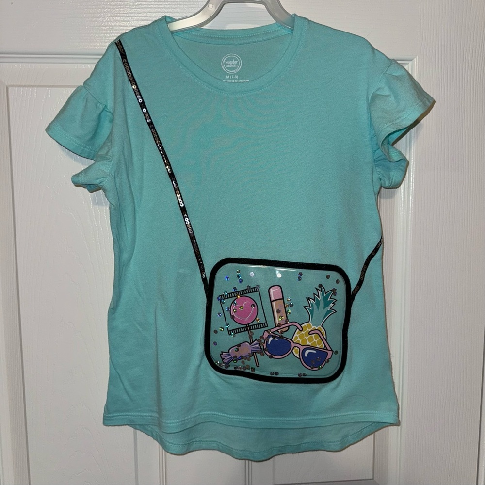 NWOT Wonder Nation Stylish  Exclusive of Decoration Girl Top Teal M(7-8)